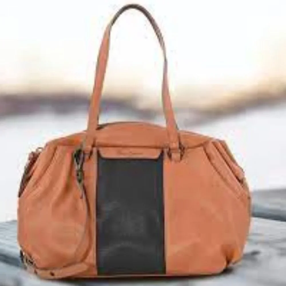 #042 NWT Foley + Corinna "Hygge Tower Satchel" Cognac Vegan Leather - Picture 11 of 11